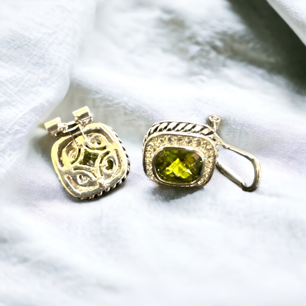 Park Lane Olive Cushion Crystal Halo Stud Earrings - Picture 3 of 6
